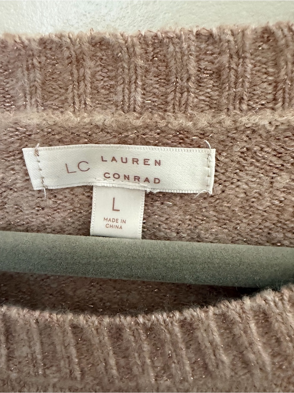 LC Lauren Conrad Mauve Crewneck Sweater with Heart - Picture 3 of 3